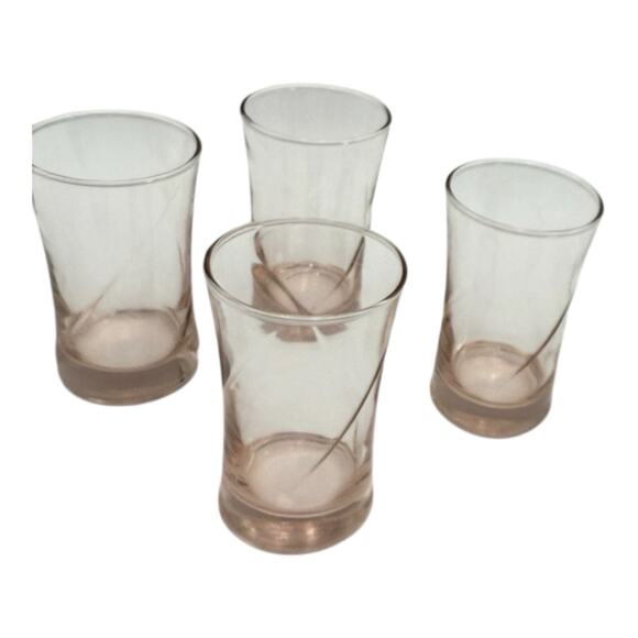Set of 4 Vintage Blush Pink Swirl Depression Juice Glasses 4” x 2.5” EUC - Picture 1 of 6
